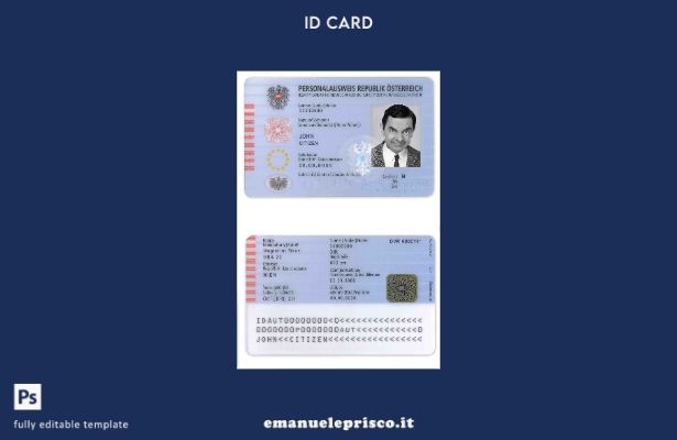 modello di documento d'identità austriaco in stile verificato